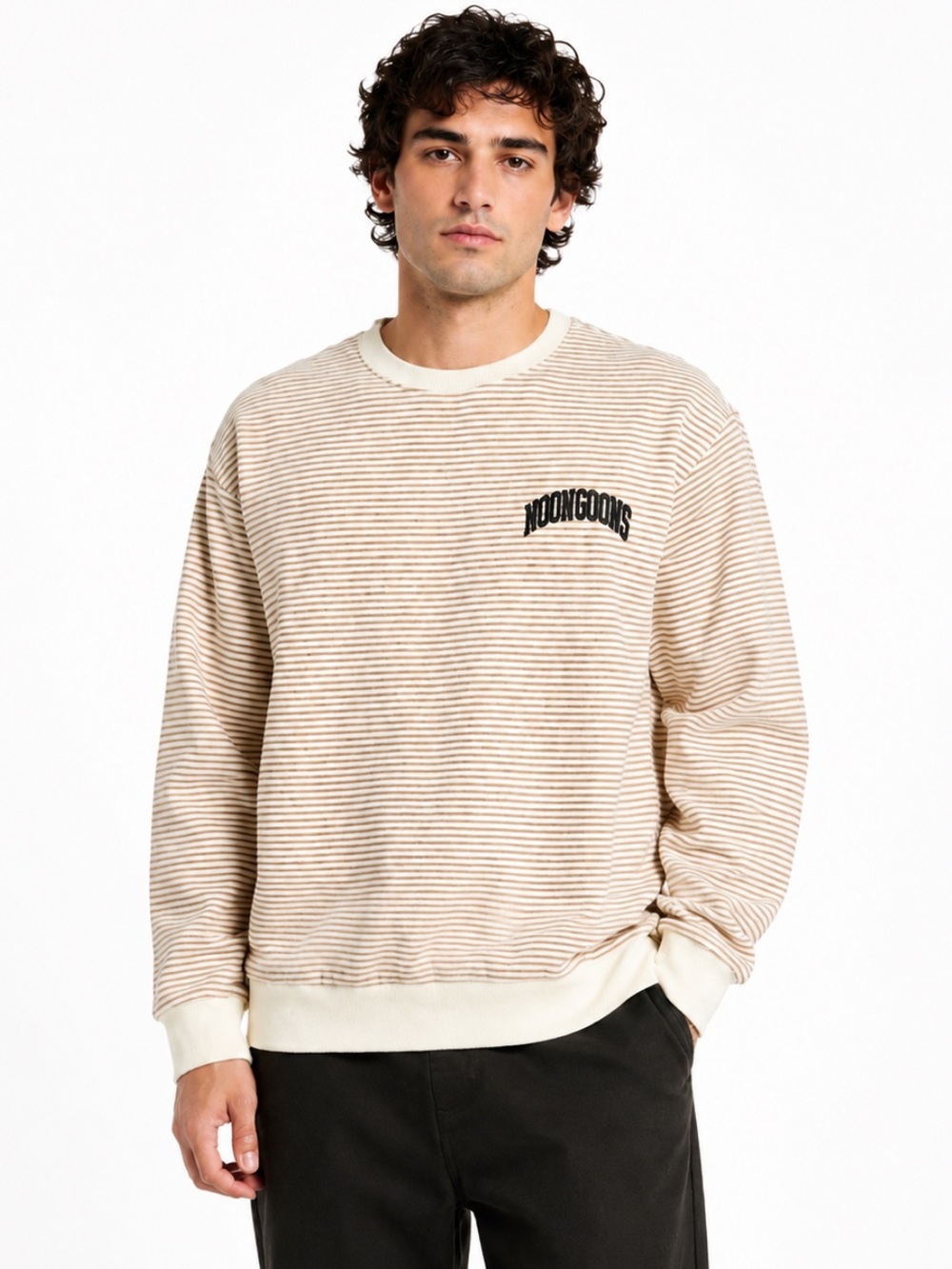 NWT! Noon Goons Arch Stripe Sweatshirt Brown And Cream Men’s Size XL